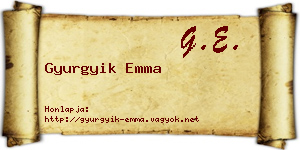 Gyurgyik Emma névjegykártya